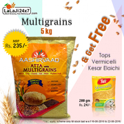 Buy 5kg Aashirvaad (ATTA) & Get 200 gm Tops Kesar Elaichi Free